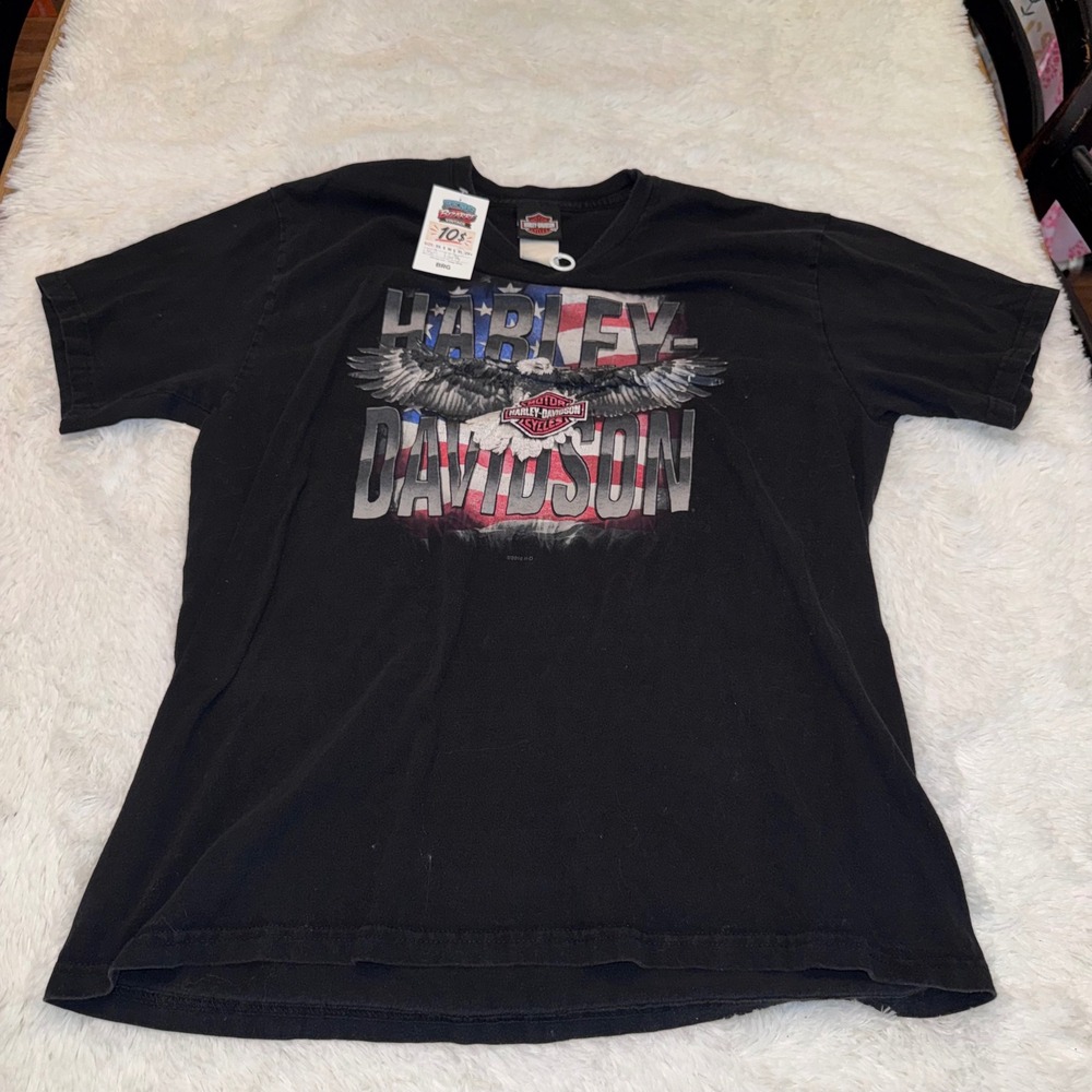 Harley-Davidson T-Shirt Mens XL Black Excellent 2016 Eagle Flag Florida Graphic